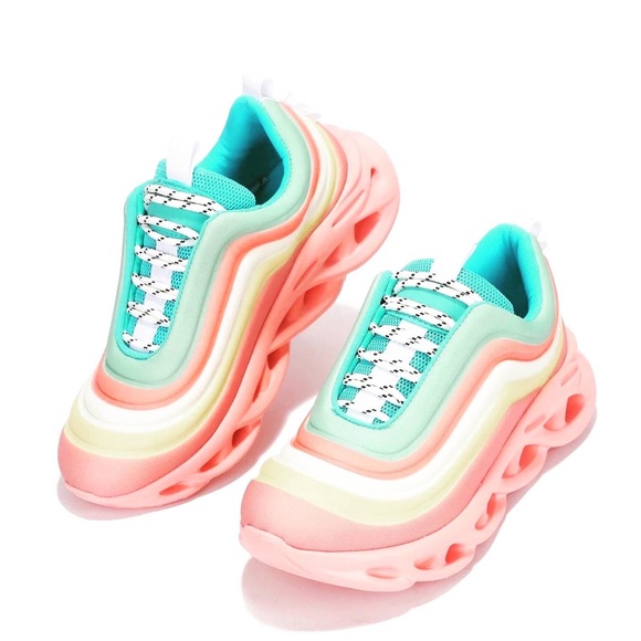 Chic Pink Rainbow Fashion Sneakers - Picture 2 of 8